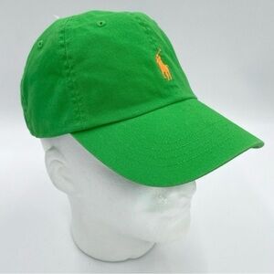 Polo Ralph Lauren Green Orange Pony Baseball Cap Hat